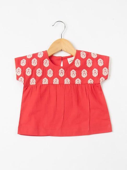 fabindia kids red embroidered top