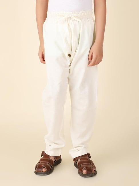 fabindia kids white cotton regular fit pajamas