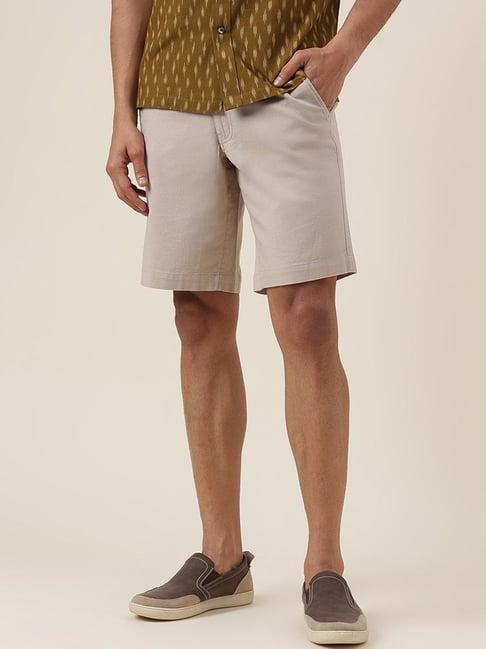 fabindia light beige comfort fit shorts