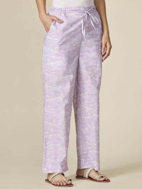 fabindia lilac cotton printed palazzos