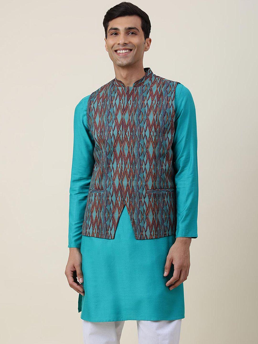 fabindia mandarin collar kurta with churidar with nehru jacket