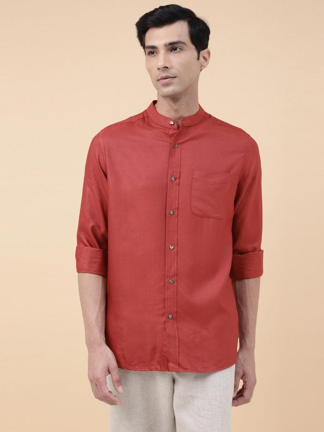 fabindia mandarin collar long sleeves casual shirt