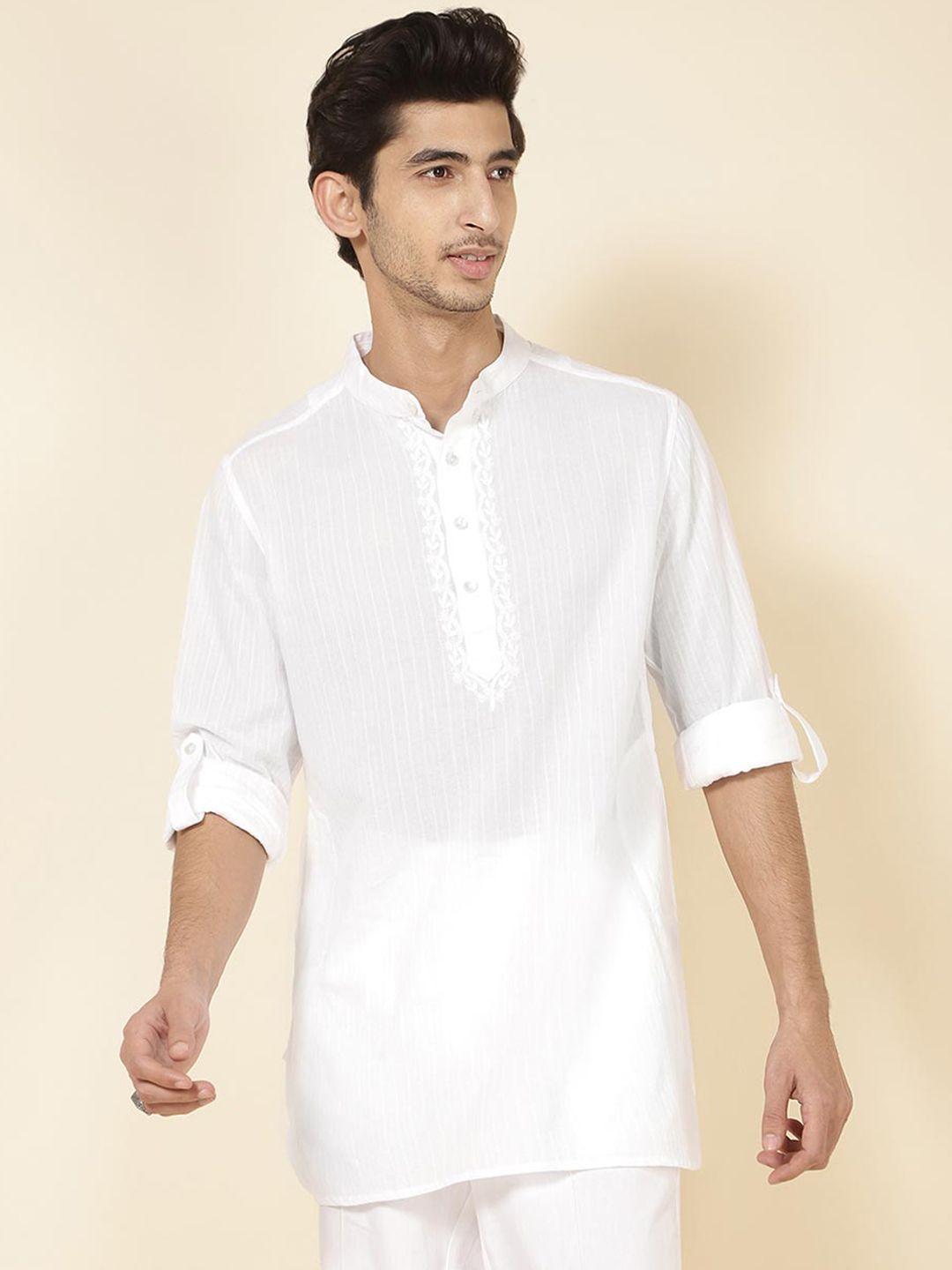 fabindia mandarin collar striped pathani cotton kurta