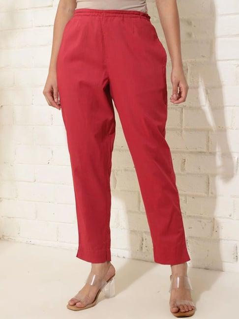 fabindia maroon cotton casual ethnic pants