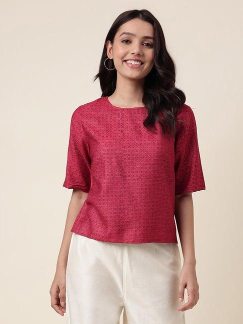 fabindia maroon printed top