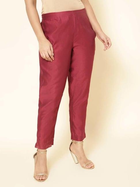 fabindia maroon regular fit pants