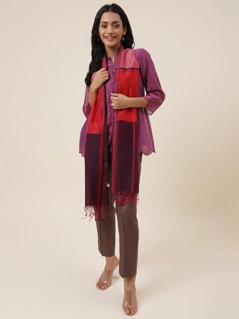 fabindia maroon striped stole