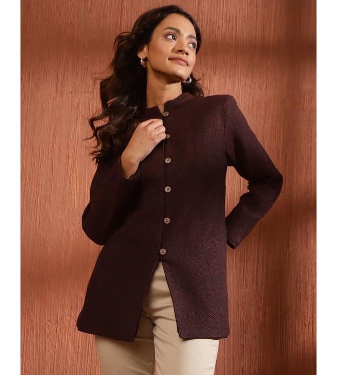 fabindia maroon wool solids jacket