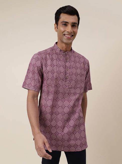 fabindia mauve regular fit printed short kurta