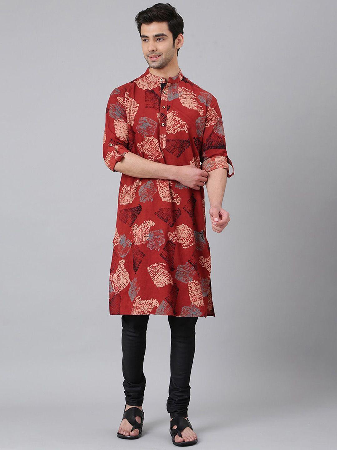 fabindia men abstract printed cotton kurta