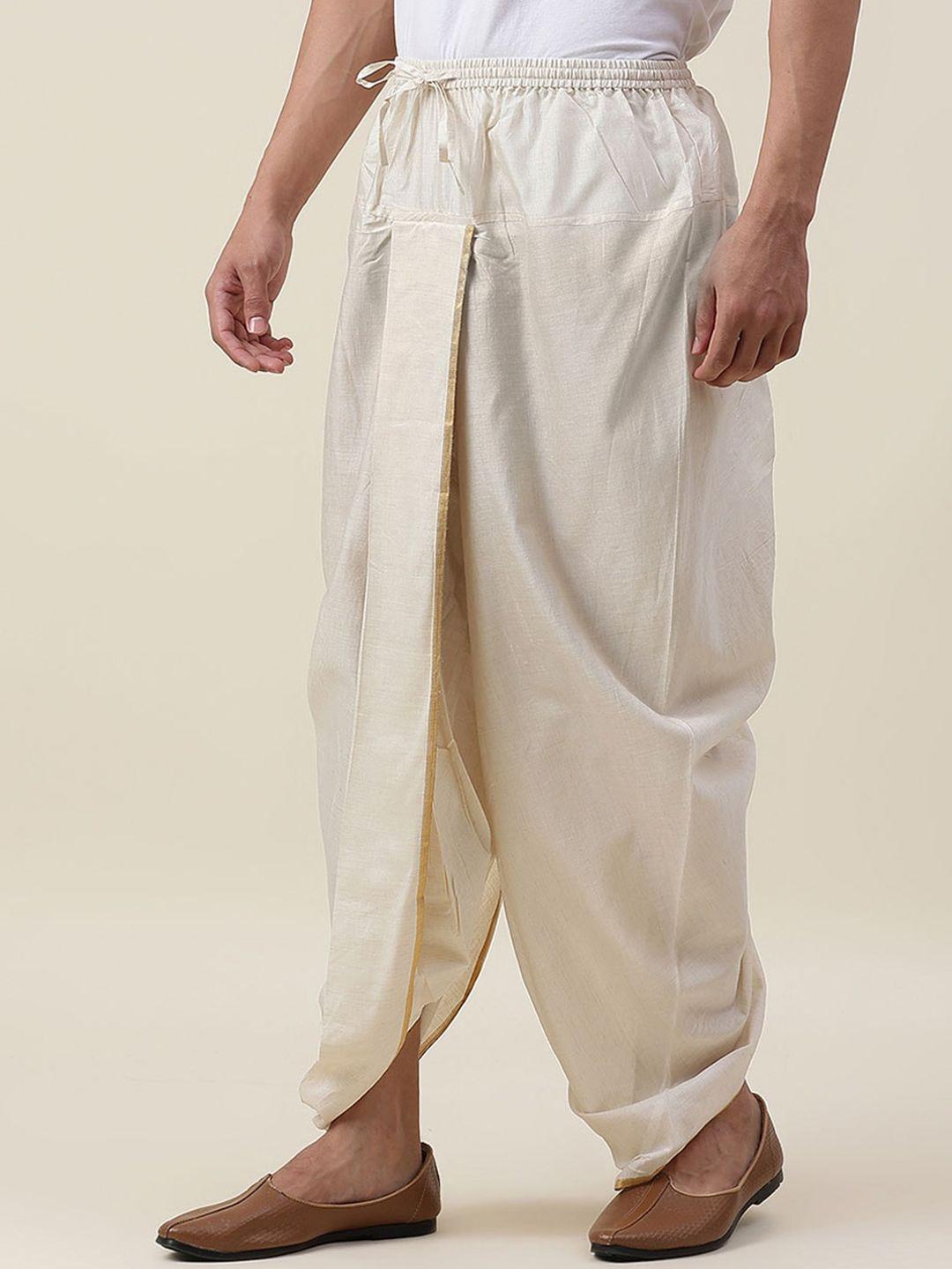 fabindia men beige solid dhotis pants