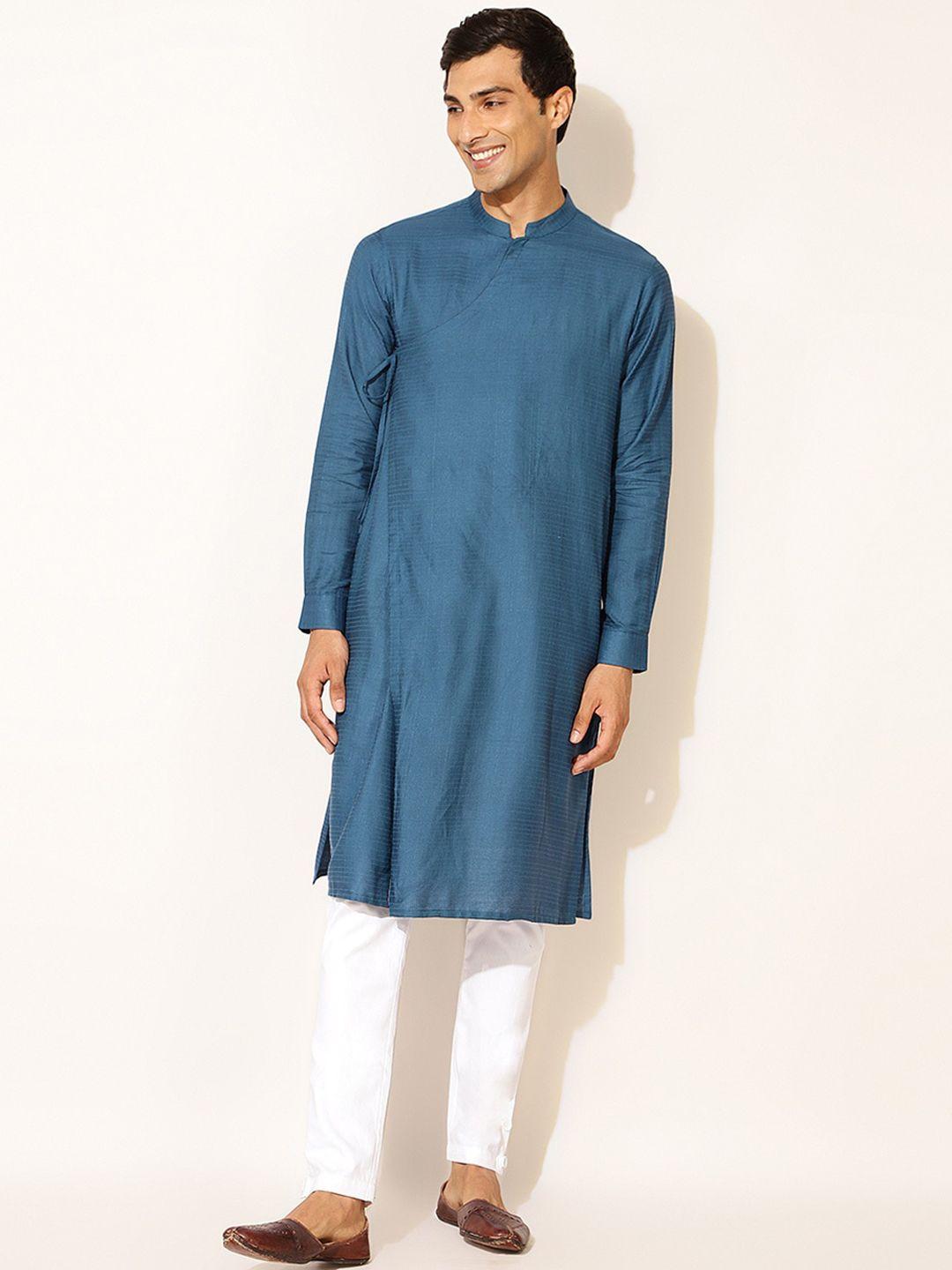 fabindia men blue striped kurta