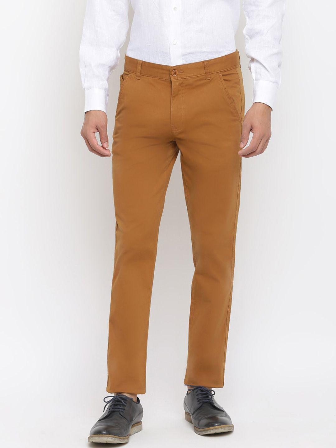 fabindia men brown slim fit chinos trousers