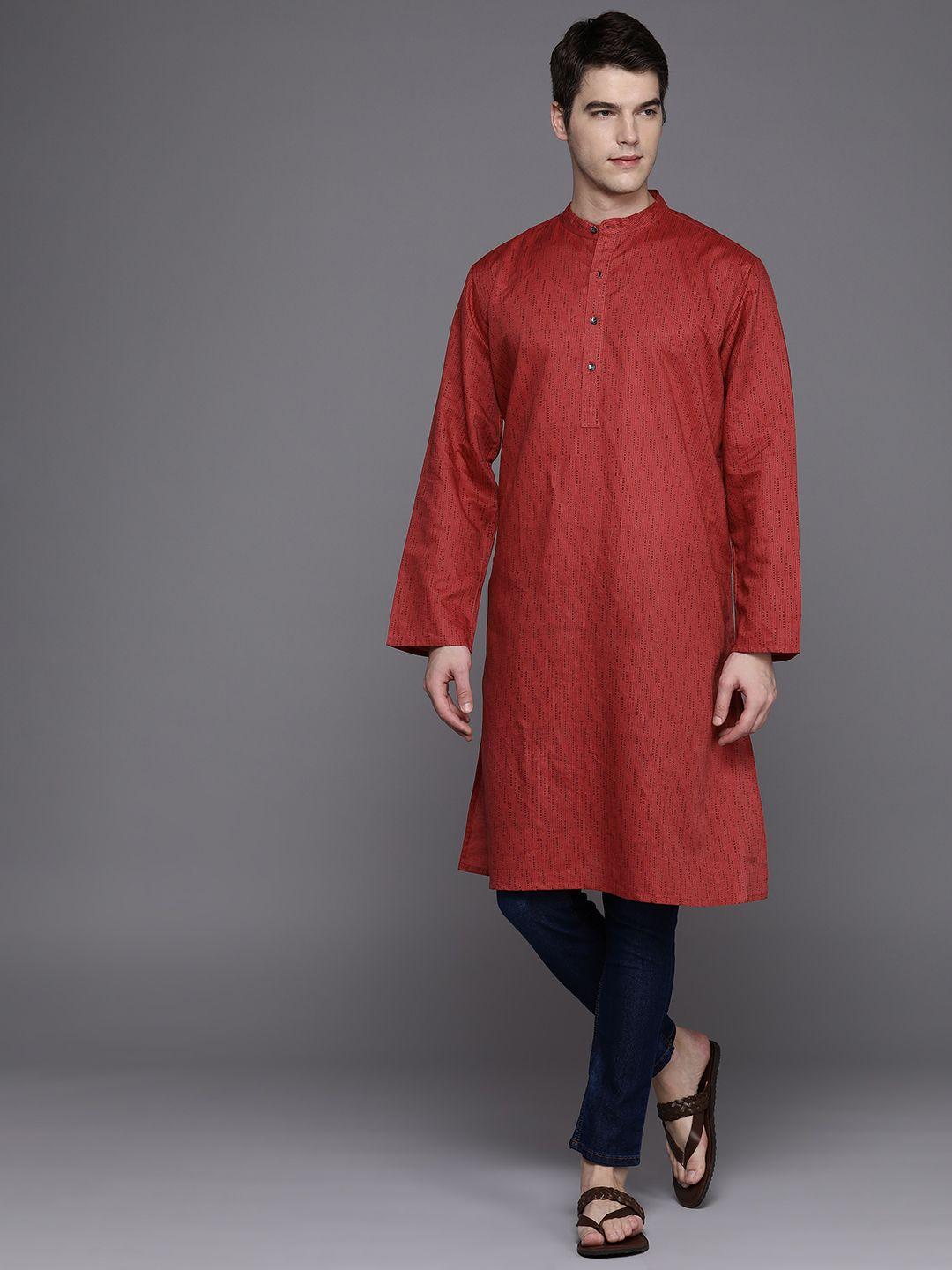 fabindia men mandarin collar striped kurta