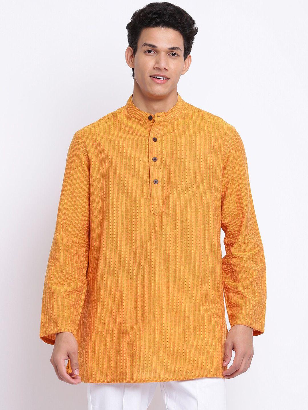 fabindia men orange short cotton kurta