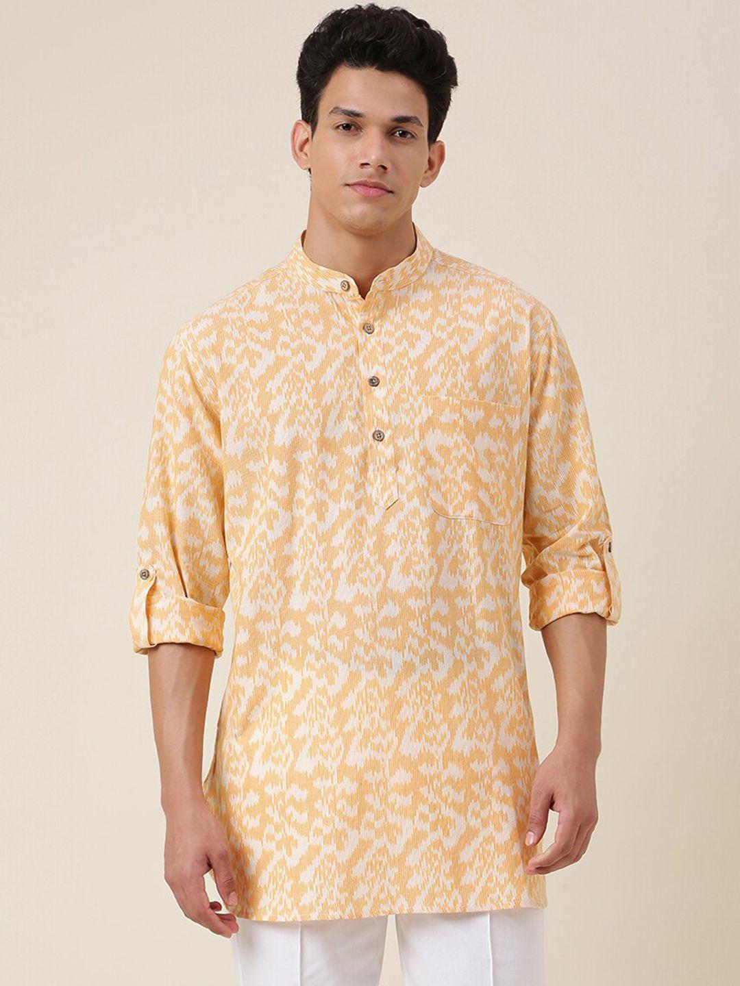 fabindia men printed mandarin collar cotton kurta