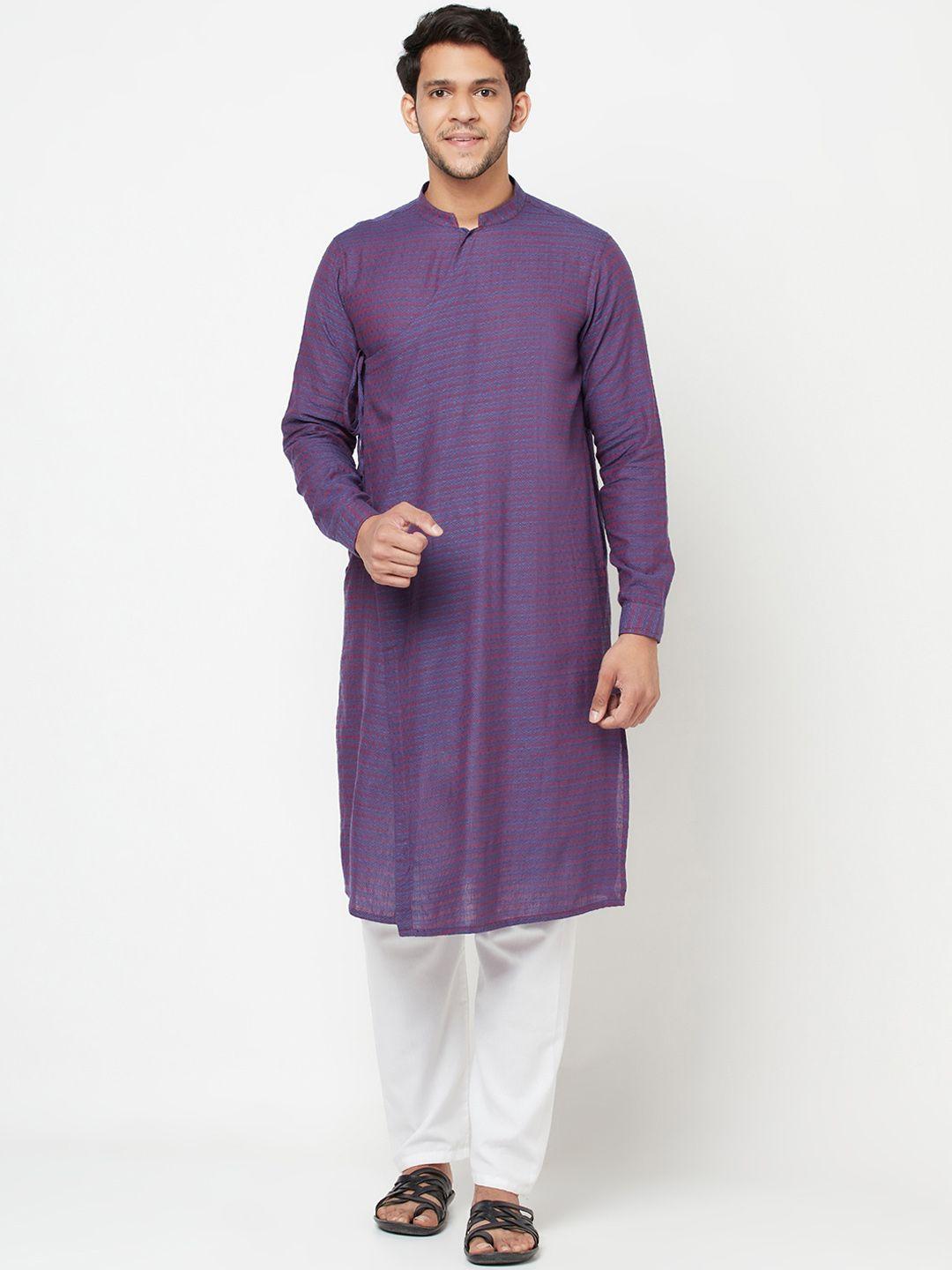 fabindia men purple dobby kurta