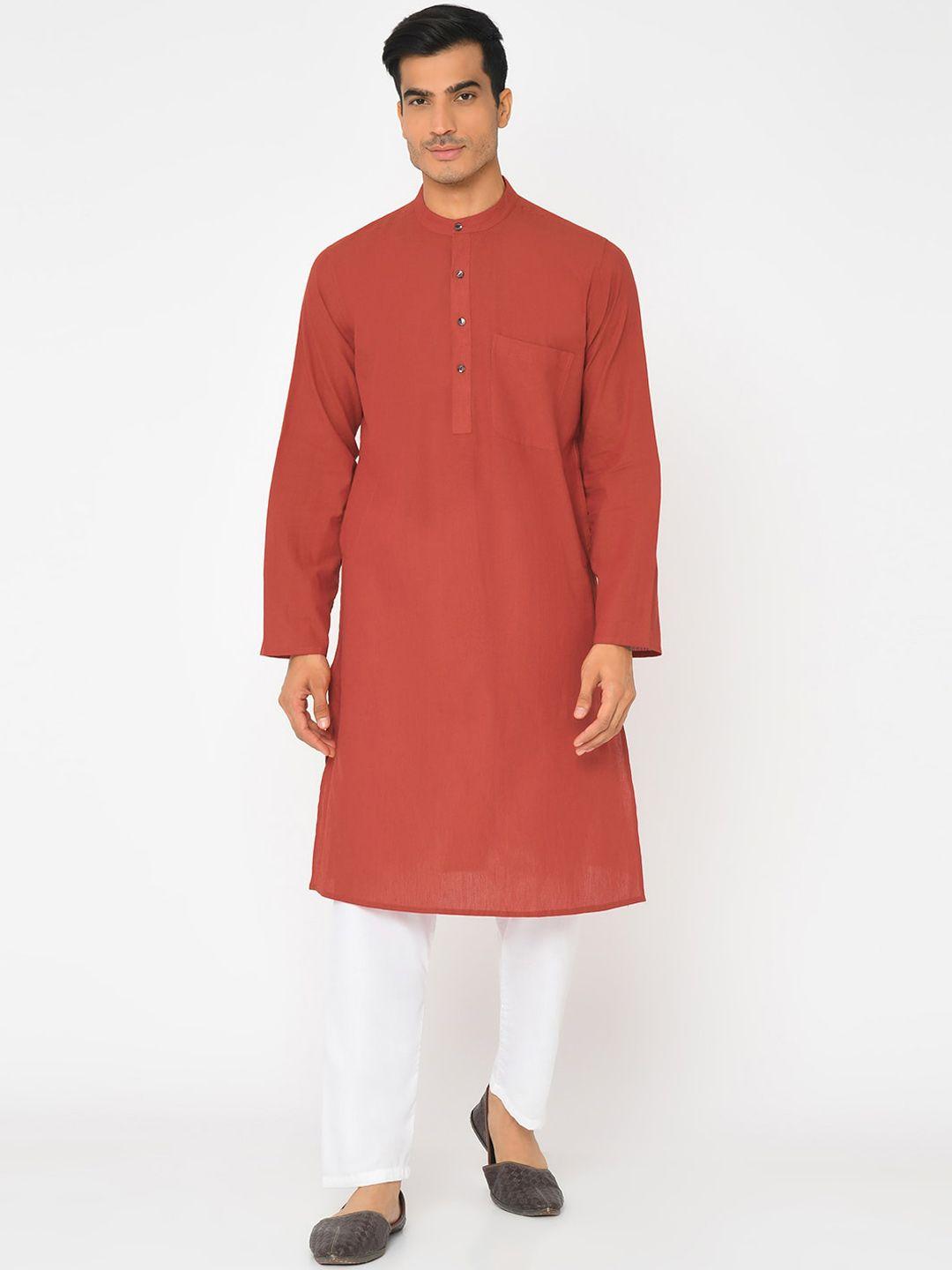 fabindia men red thread work kurta