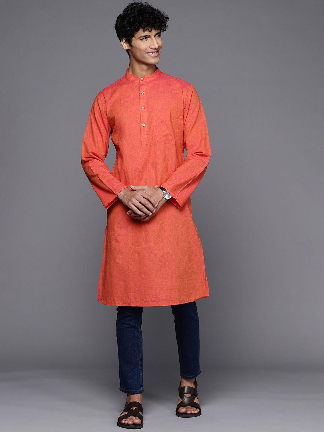 fabindia men rust orange kurta