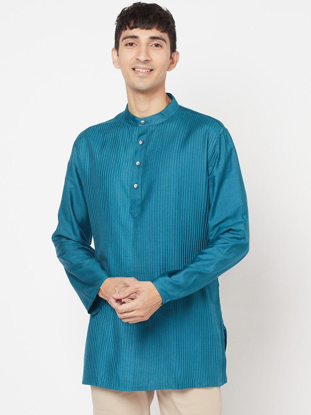 fabindia men teal striped kurta