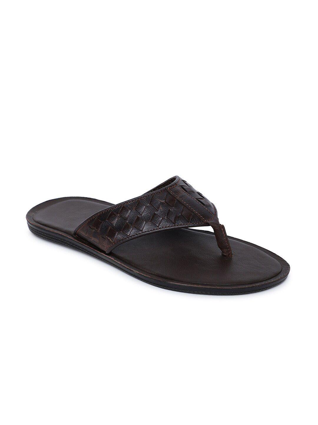 fabindia men woven design leather comfort sandals