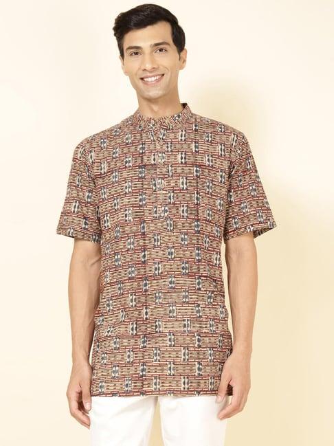 fabindia multicolor regular fit printed short kurta