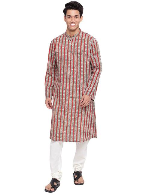 fabindia multicolor striped mandarin collar kurta