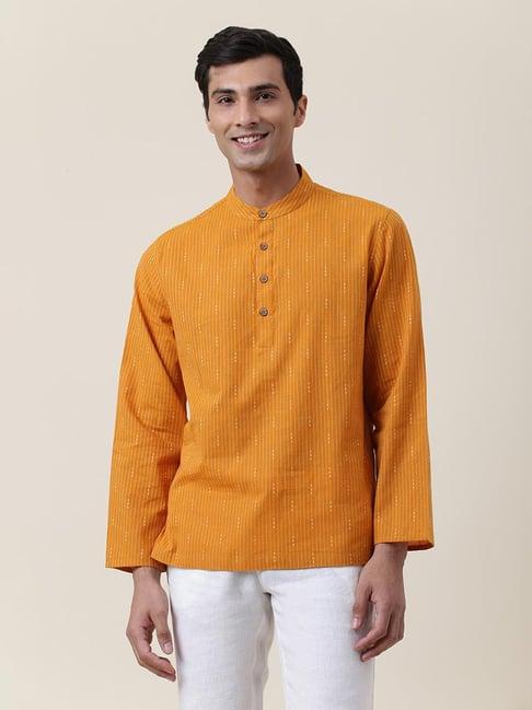 fabindia mustard comfort fit embellished short kurta