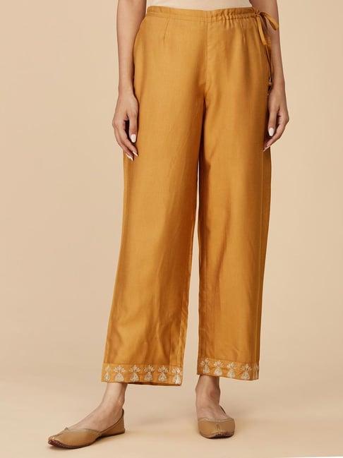 fabindia mustard regular fit palazzos