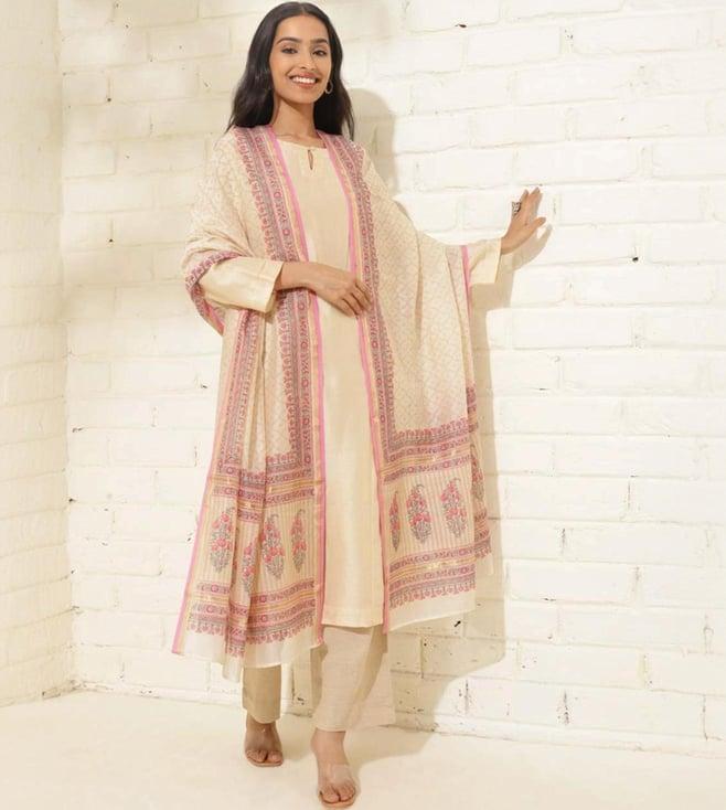 fabindia natural cotton silk printed dupatta