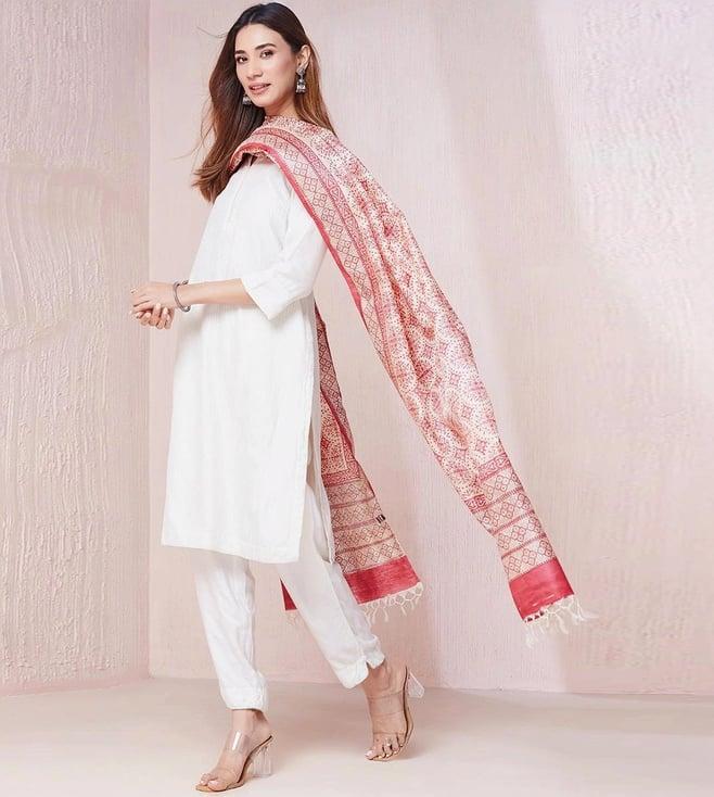 fabindia natural silk hand block printed dupatta