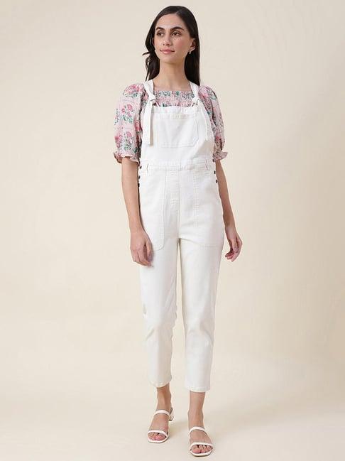 fabindia off-white cotton jumpsuit