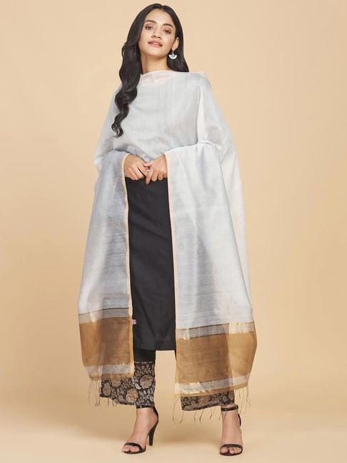 fabindia off-white cotton plain dupatta