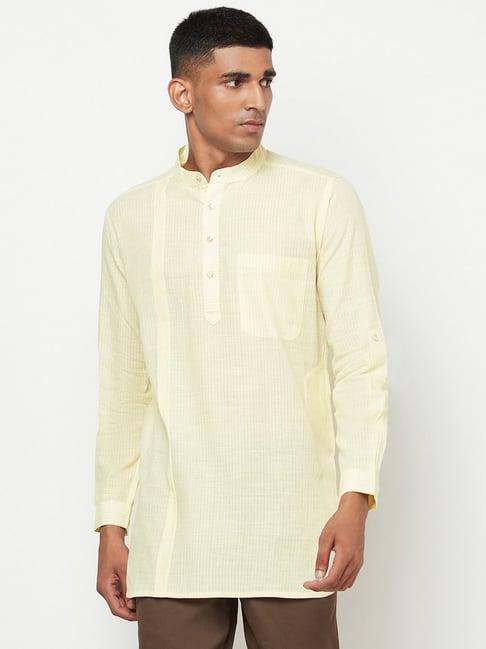 fabindia off white cotton slim fit striped kurta