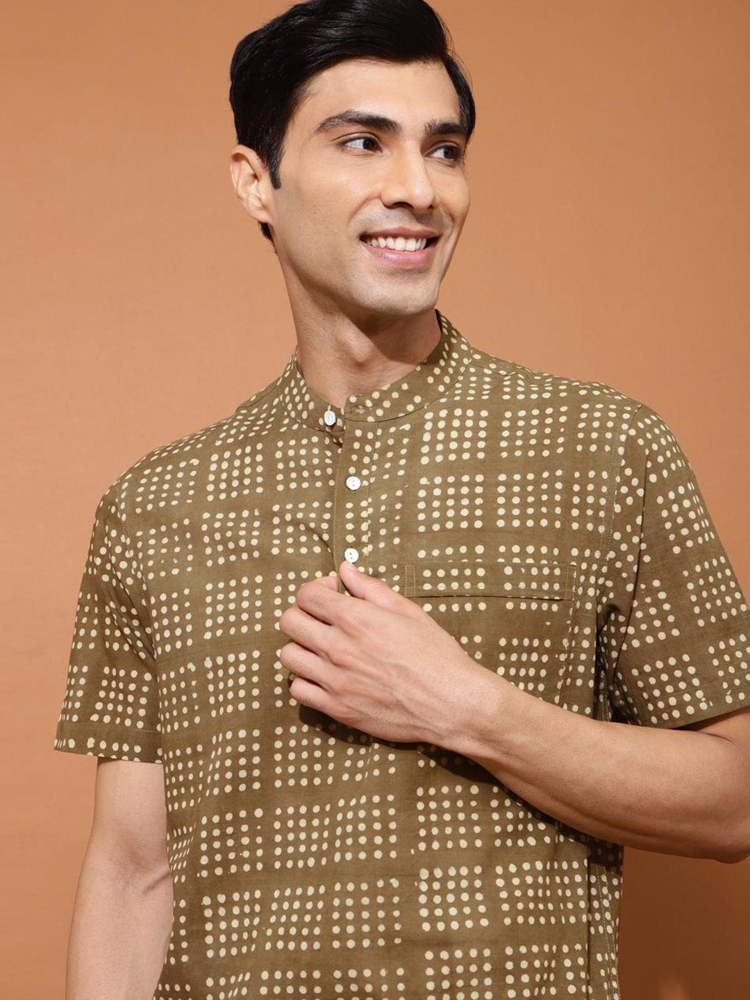 fabindia opaque printed cotton casual shirt