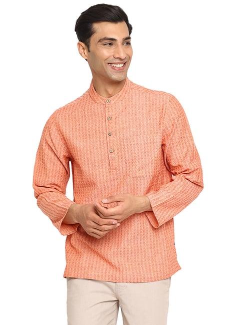 fabindia orange comfort fit printed short kurta