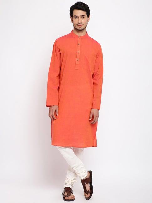 fabindia orange mandarin collar kurta