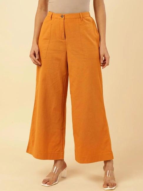 fabindia orange straight fit palazzos