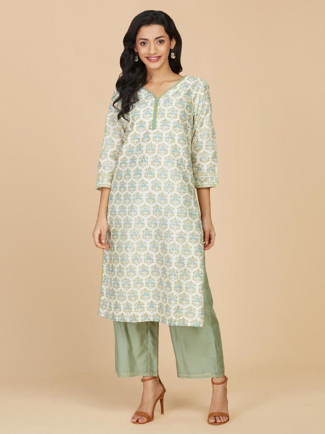 fabindia paisley printed cotton silk straight kurta