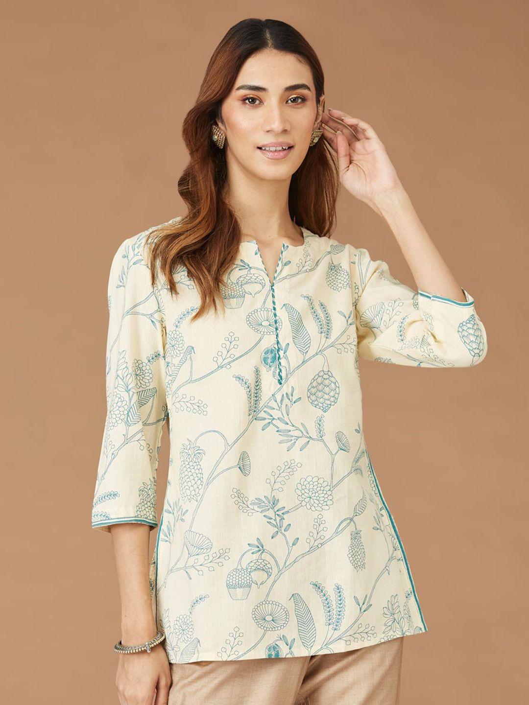 fabindia paisley printed notch neck straight kurta