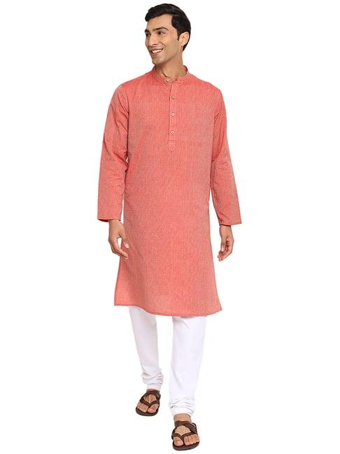 fabindia peach comfort fit printed kurta