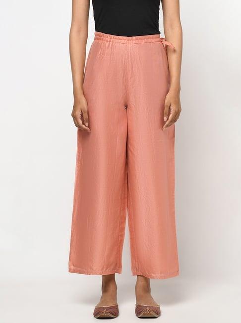 fabindia peach mid rise palazzos