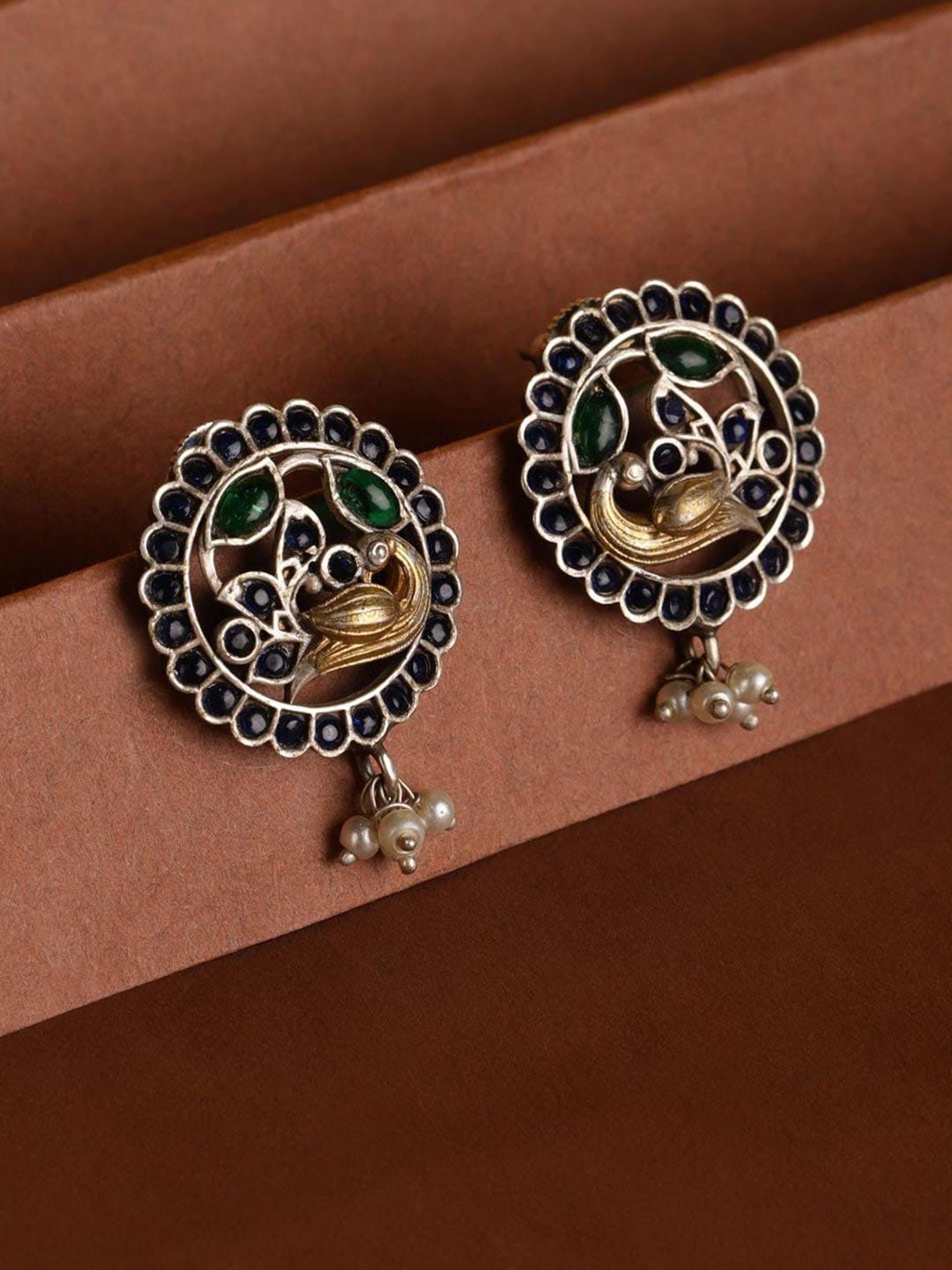fabindia peacock shaped metal drop earrings
