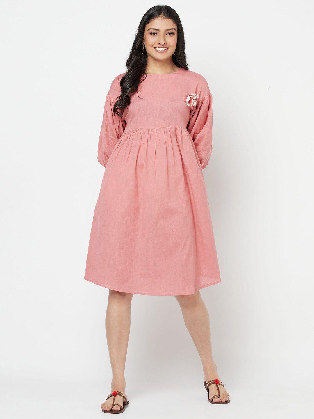 fabindia pink a-line midi dress