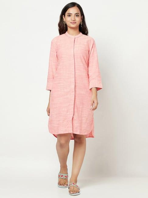 fabindia pink cotton a-line dress