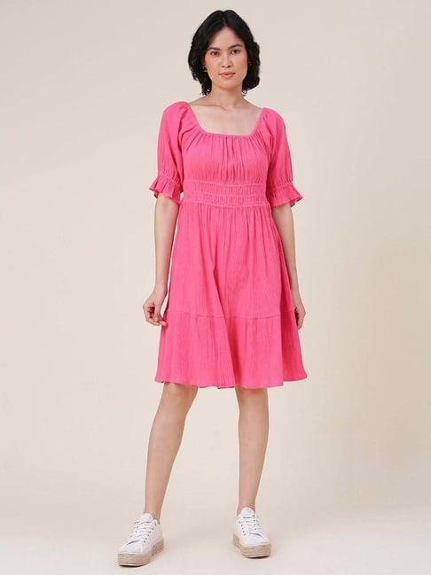 fabindia pink cotton a-line dress