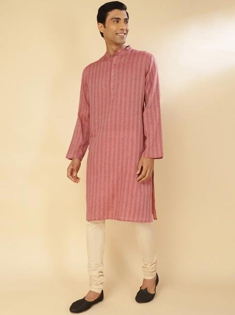 fabindia pink cotton comfort fit striped kurta