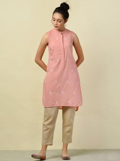 fabindia pink cotton embroidered tunic