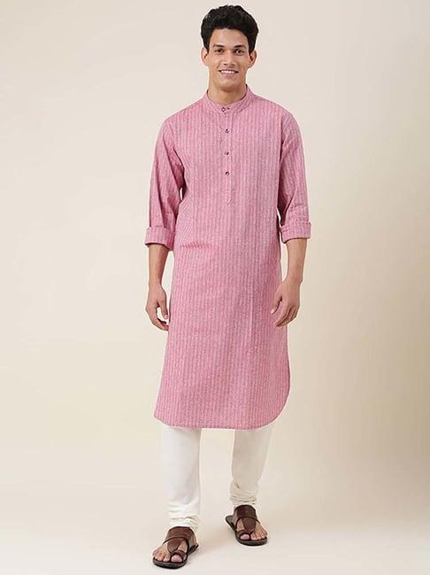 fabindia pink cotton regular fit striped kurta