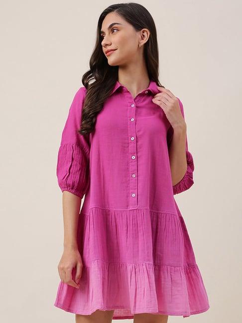 fabindia pink cotton shirt dress